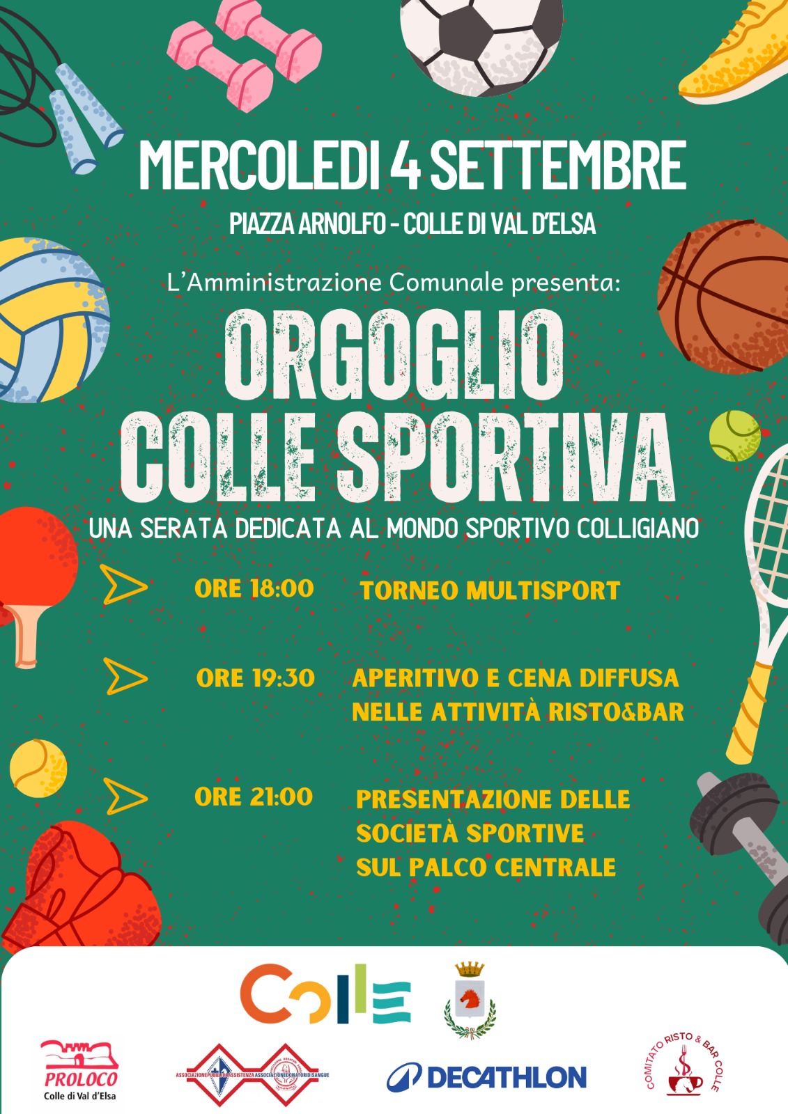 ORGOGLIO COLLE SPORTIVA - Una serata dedicata al mondo sportivo - Mercoledì 4 Settembre