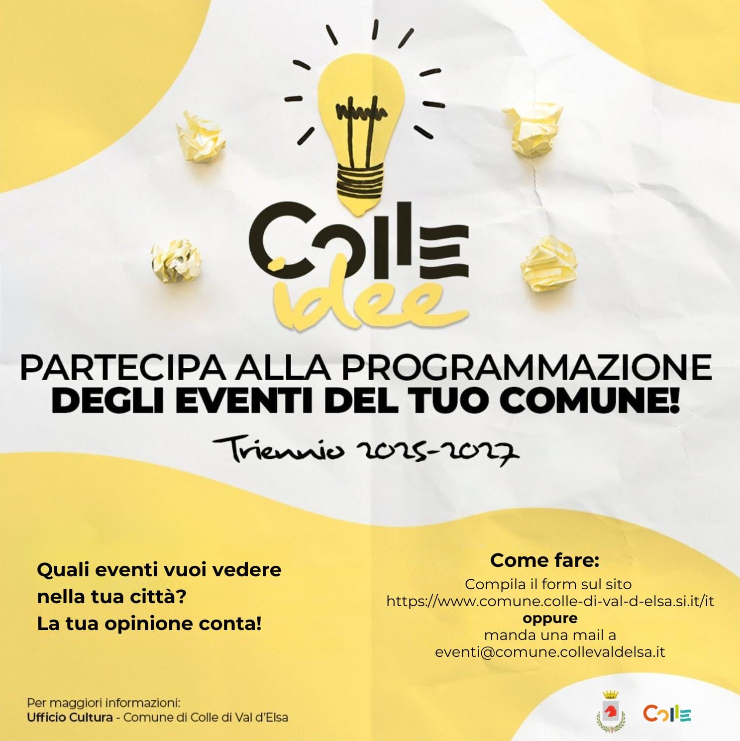 "Colleidee" - Partecipa alla programmazione degli eventi del tuo Comune - Colle di Val d'Elsa 