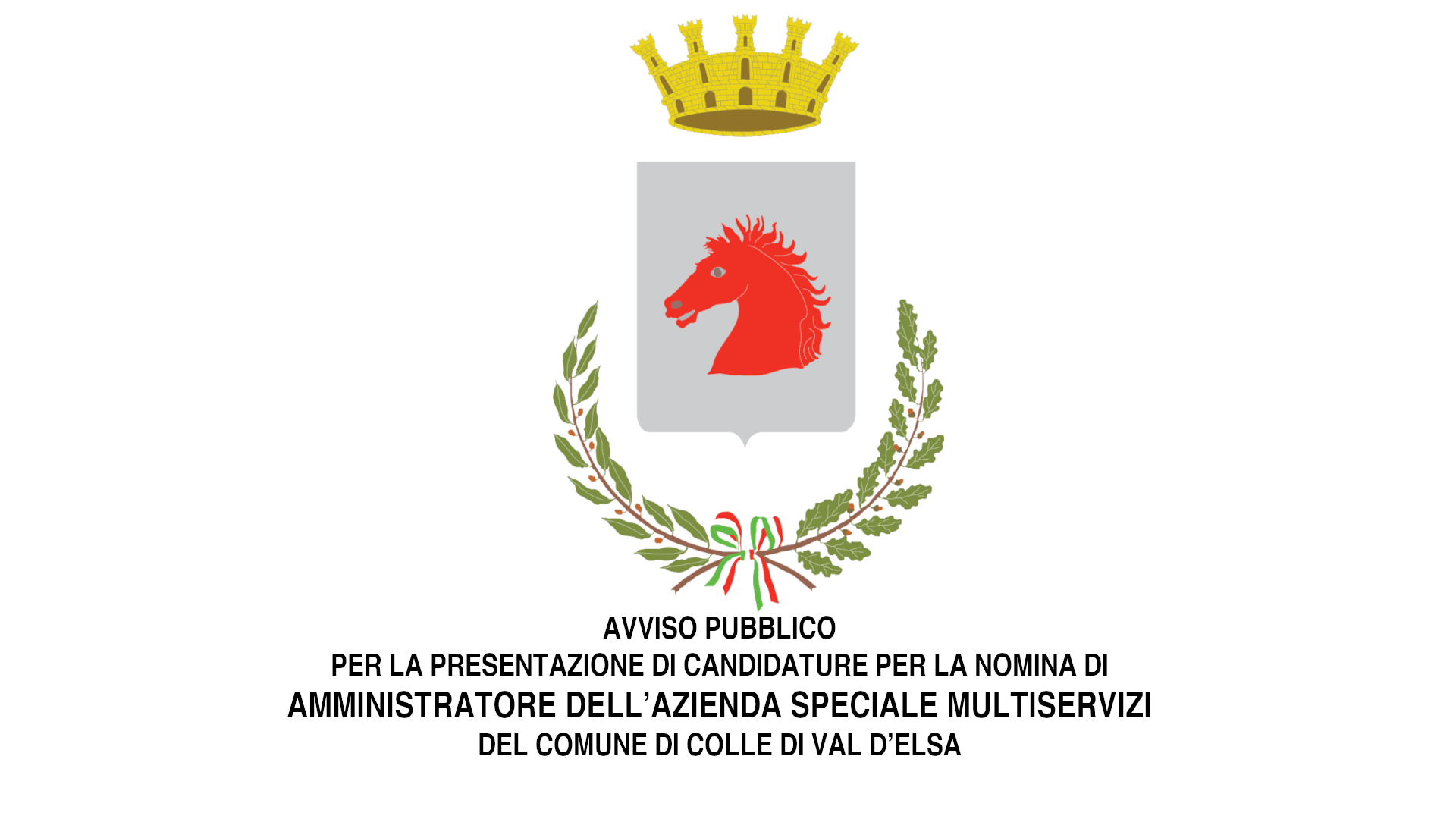 Avviso pubblico per la presentazione di candidature per la nomina di AMMINISTRATORE DELL’AZIENDA SPECIALE MULTISERVIZI del Comune di Colle di Val d'Elsa